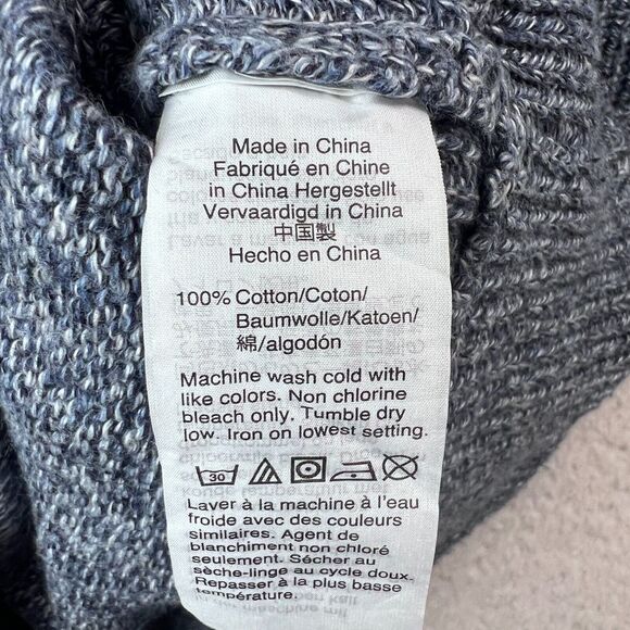 J. Crew Sweater Mens Medium Gray Cable Knit Cardigan Mock Neck Fisherman - Picture 7 of 12